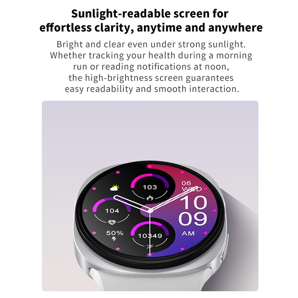 HD8 1,46 tums smartklocka med rund skärm, Bluetooth-kompatibel, pulsmätare, sportklocka med pulsmätare och GPS