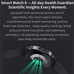 HD8 1,46 tums smartklocka med rund skärm, Bluetooth-kompatibel, pulsmätare, sportklocka med pulsmätare och GPS