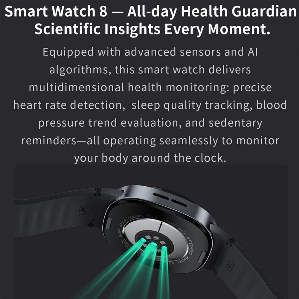 HD8 1,46 tums smartklocka med rund skärm, Bluetooth-kompatibel, pulsmätare, sportklocka med pulsmätare och GPS