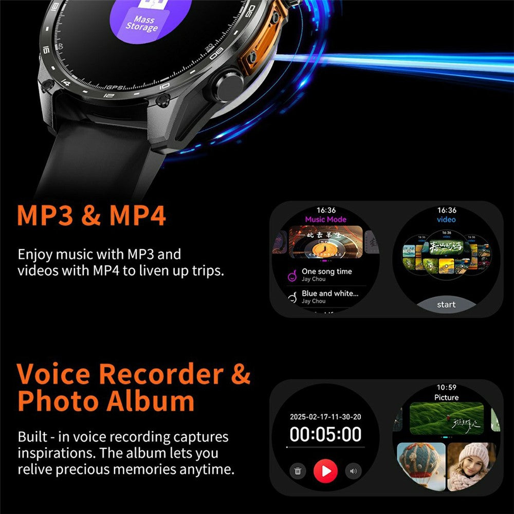 HD300pro 1.43 Inch AMOLED Screen Smart Sports Watch Fitness Tracker with 5 Satellite Positioning Offline Map Navigation