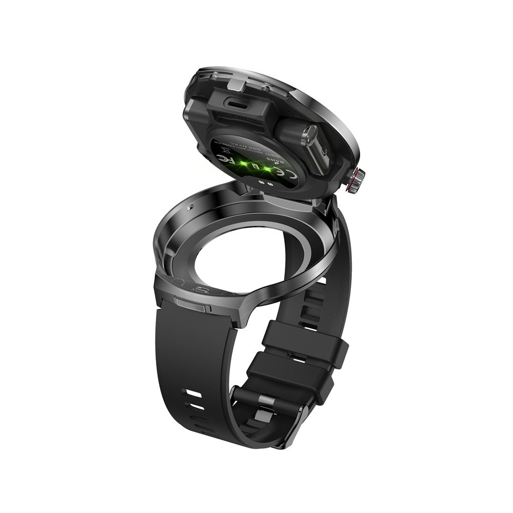 T100 Hälsoövervakning Bluetooth-kompatibel Samtal Sportarmbandsur 2-i-1 TWS Hörlurar Smartklocka