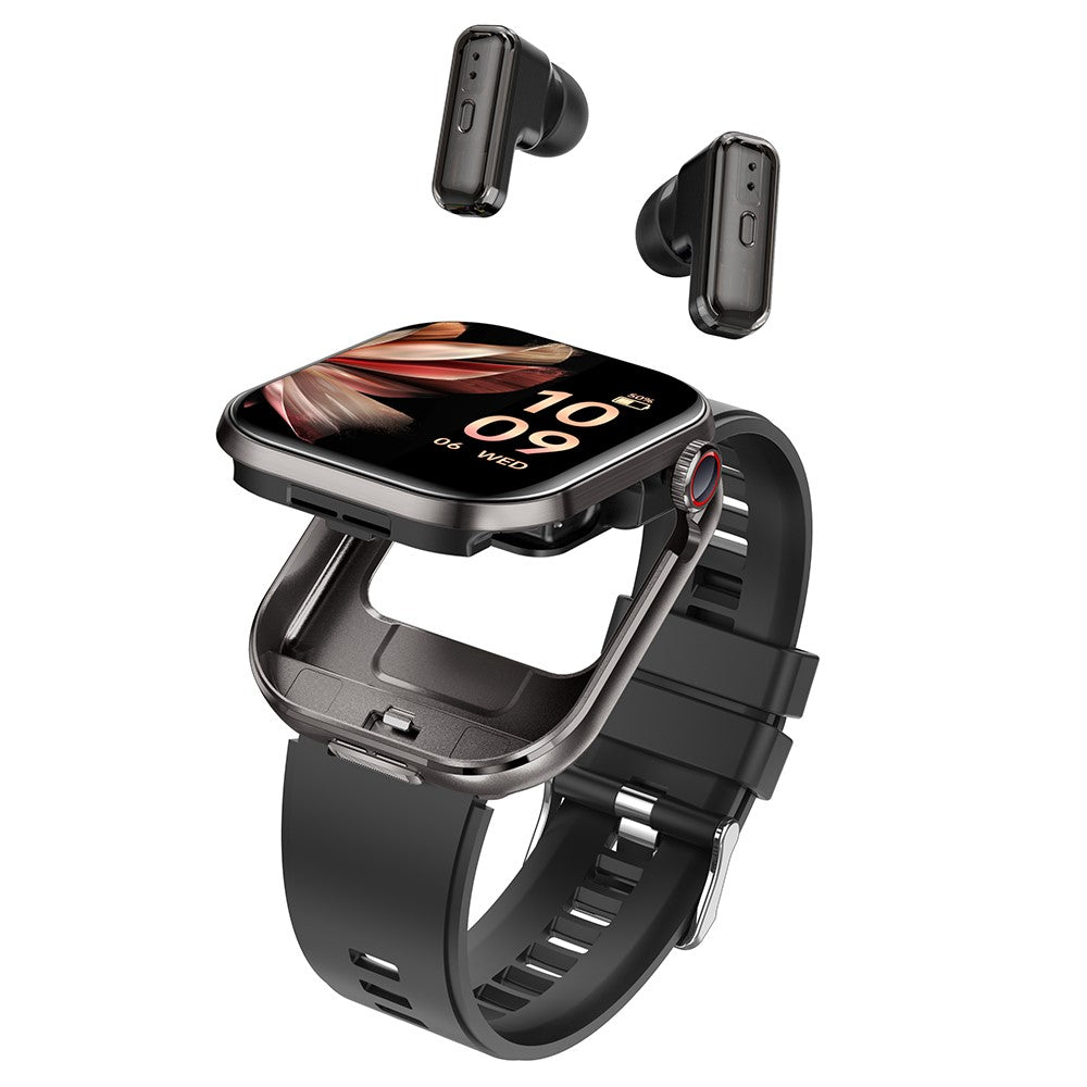 T99 Smartklocka 2 i 1 TWS Hörlurar Bluetooth-kompatibla Samtal Puls Blodtrycksmätare Armbandsur