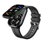 D12 2-i-1 Bluetooth-kompatible høretelefoner Smartur Sundhedsovervågning Fitness Tracker 2,01 tommer TFT-skærm Armbåndsur, Silikonerem