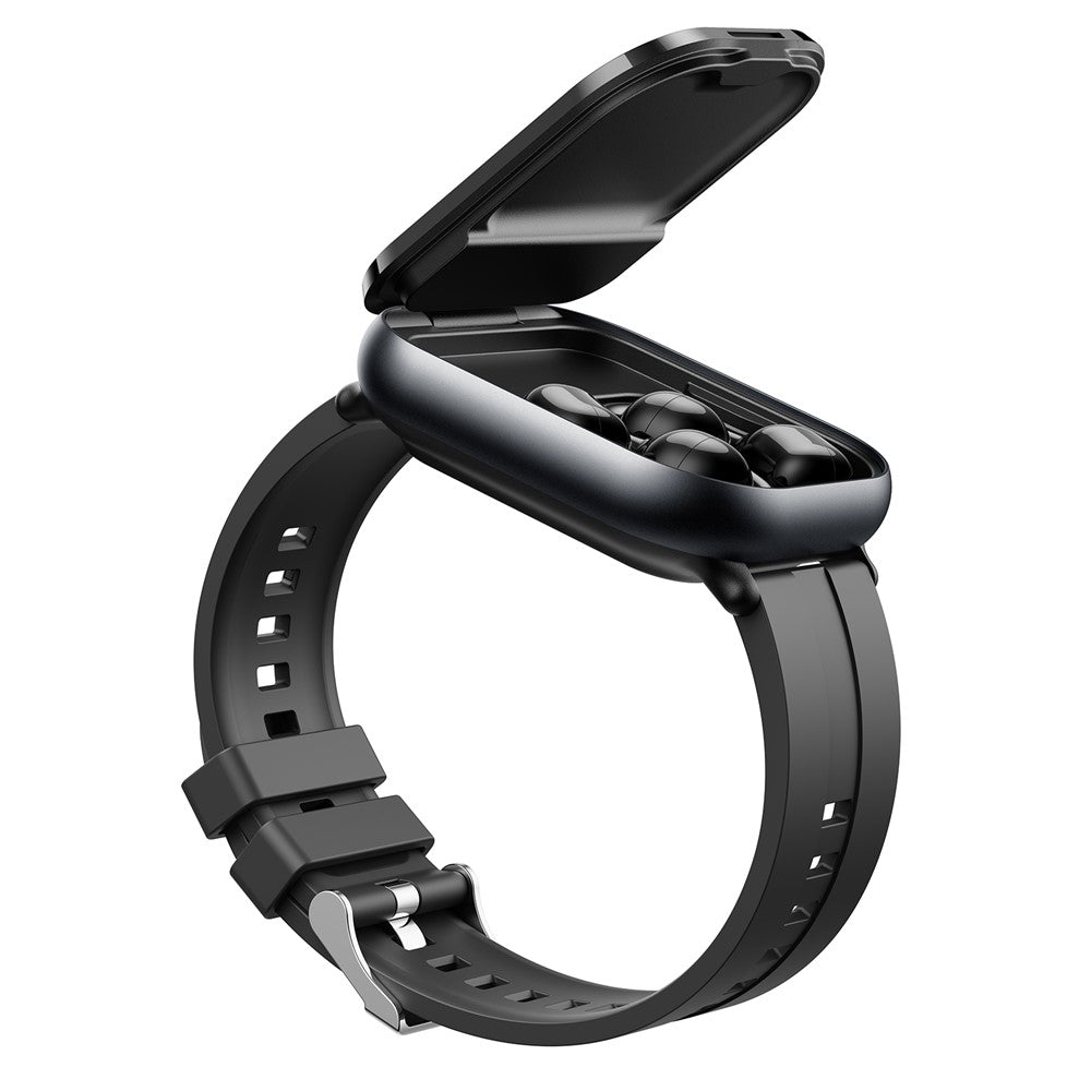 D12 2 i 1 Bluetooth-kompatibla hörlurar Smartklocka Hälsoövervakning Fitnesstracker 2,01 tums TFT-skärm Armbandsur, Silikonarmband