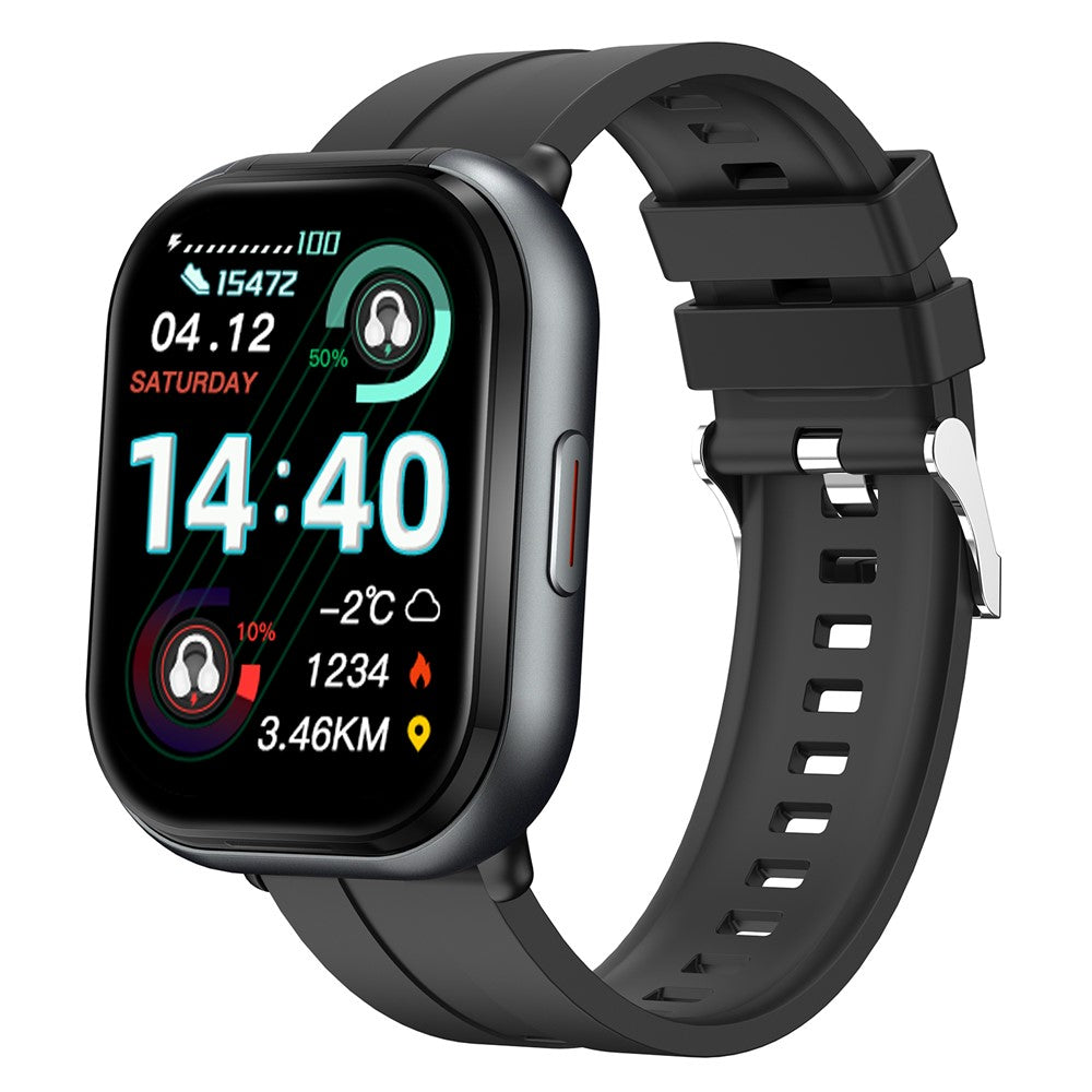 D12 2 i 1 Bluetooth-kompatibla hörlurar Smartklocka Hälsoövervakning Fitnesstracker 2,01 tums TFT-skärm Armbandsur, Silikonarmband