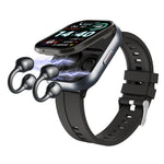 D12 2 i 1 Bluetooth-kompatibla hörlurar Smartklocka Hälsoövervakning Fitnesstracker 2,01 tums TFT-skärm Armbandsur, Silikonarmband