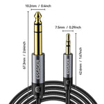 ESSAGER 5 m HD-ljudkabel med flätad sladd, 3,5 mm hane till 6,5 mm hane, ljudadapterkabel med guldpläterad kontakt