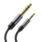 ESSAGER 5 m HD-ljudkabel med flätad sladd, 3,5 mm hane till 6,5 mm hane, ljudadapterkabel med guldpläterad kontakt