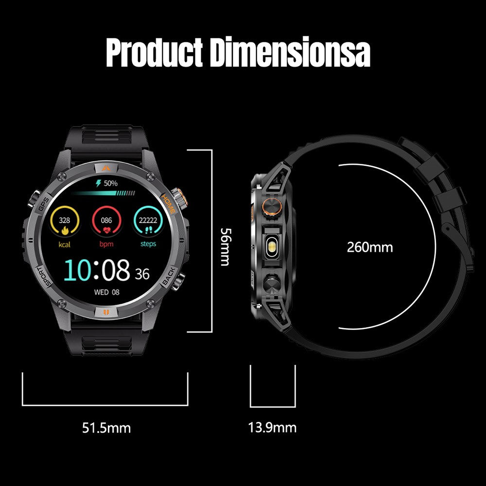 YK15 IP68 Vandtæt 1,46 tommer HD-skærm IP68 Vandtæt Smartwatch Bluetooth-kompatibel Sundhedsovervågning til Android iOS