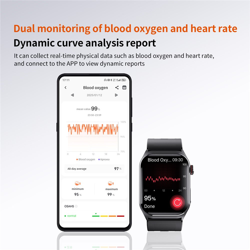 F520 Luftpump Blodtryck Smartklocka Puls Sömnmonitor Klocka med SOS Fall Alarm Röstsändning