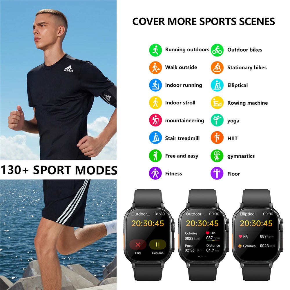 F520 Luftpump Blodtryck Smartklocka Puls Sömnmonitor Klocka med SOS Fall Alarm Röstsändning