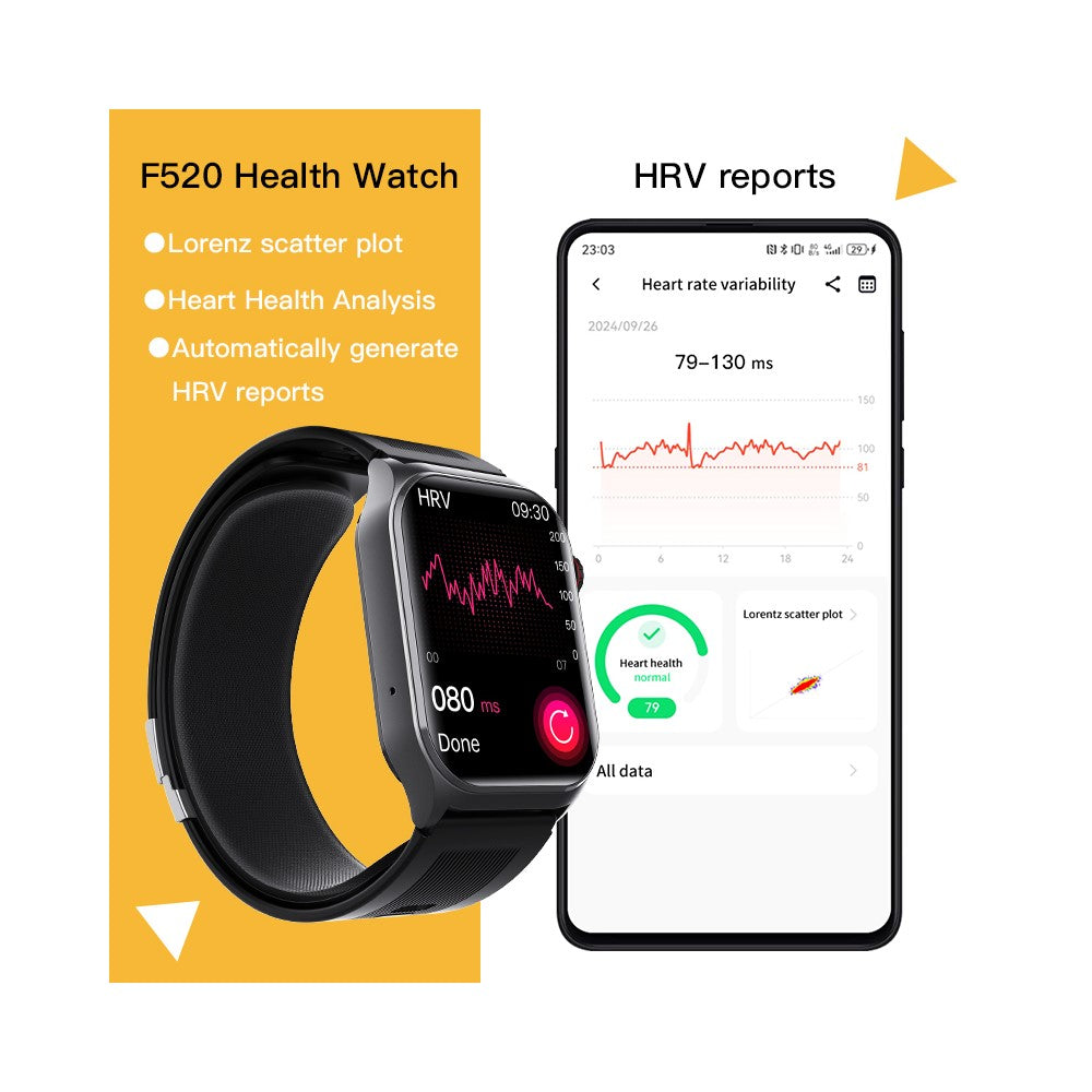 F520 Luftpump Blodtryck Smartklocka Puls Sömnmonitor Klocka med SOS Fall Alarm Röstsändning