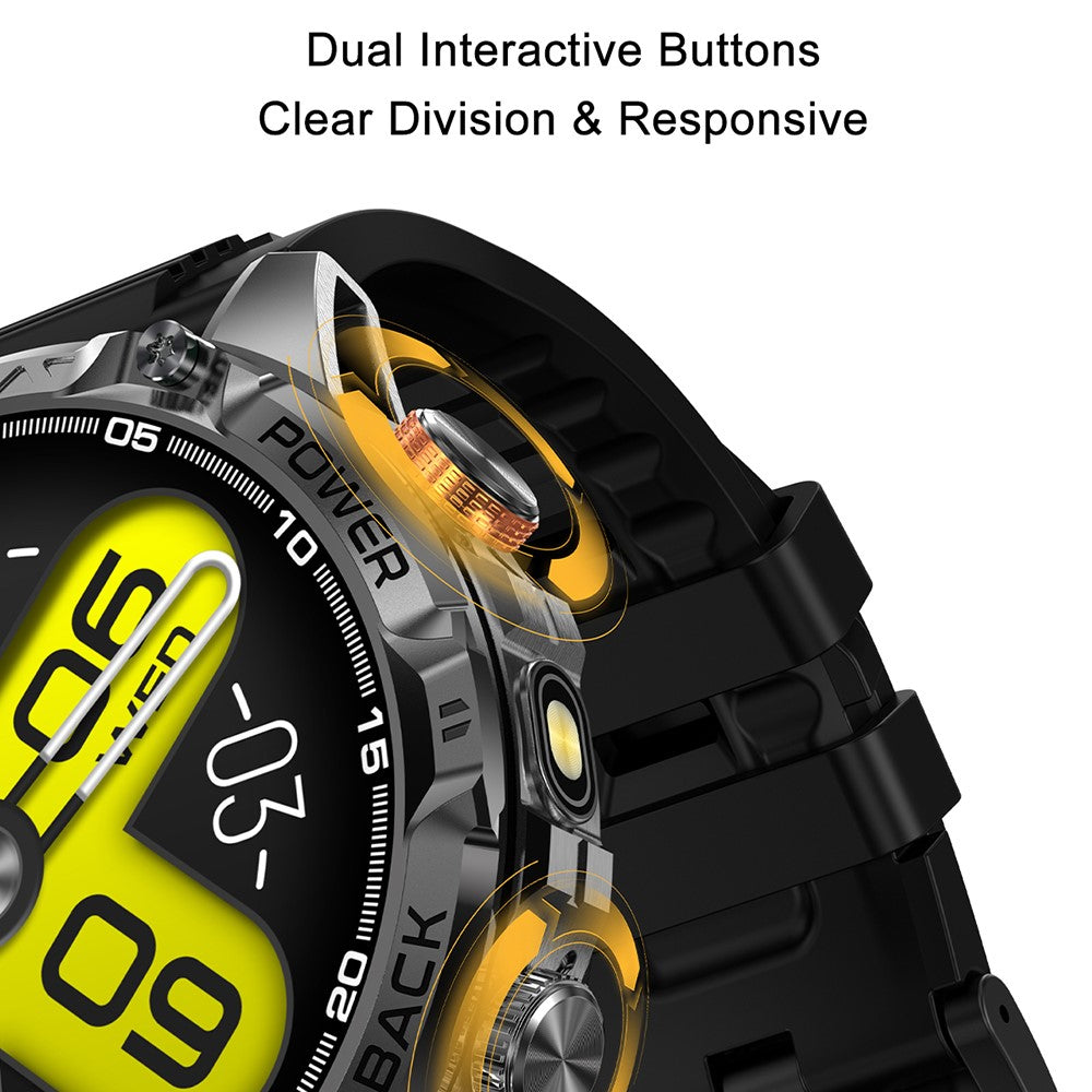 YK16 Smartwatch 100+ Sports-tilstande 1,7 tommer IPS-skærm Sundhedsovervågning Udendørs armbåndsur Indbygget lommelygte