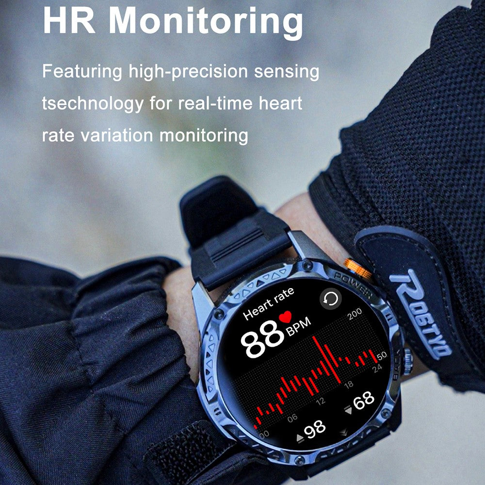 YK16 Smartwatch 100+ Sports-tilstande 1,7 tommer IPS-skærm Sundhedsovervågning Udendørs armbåndsur Indbygget lommelygte