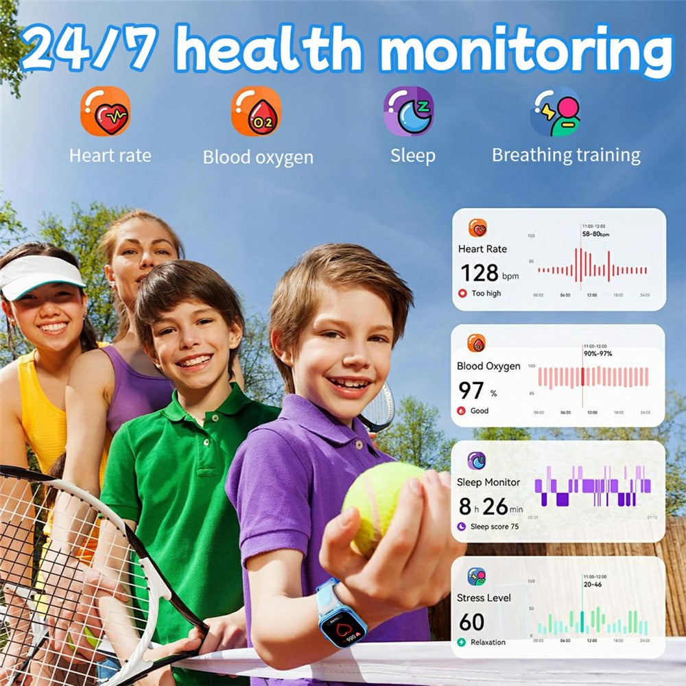 HT40 børnesmartur, fitnesstracker med pulsmåling, søvnovervågning, historieafspiller og lommelygte