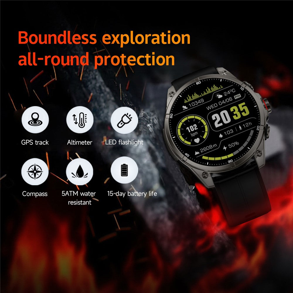 FT66 1,43 tums AMOLED-skärm smartklocka 5 ATM vattentät GPS-spårning hälsomonitor Bluetooth-kompatibel samtalsarmbandsur
