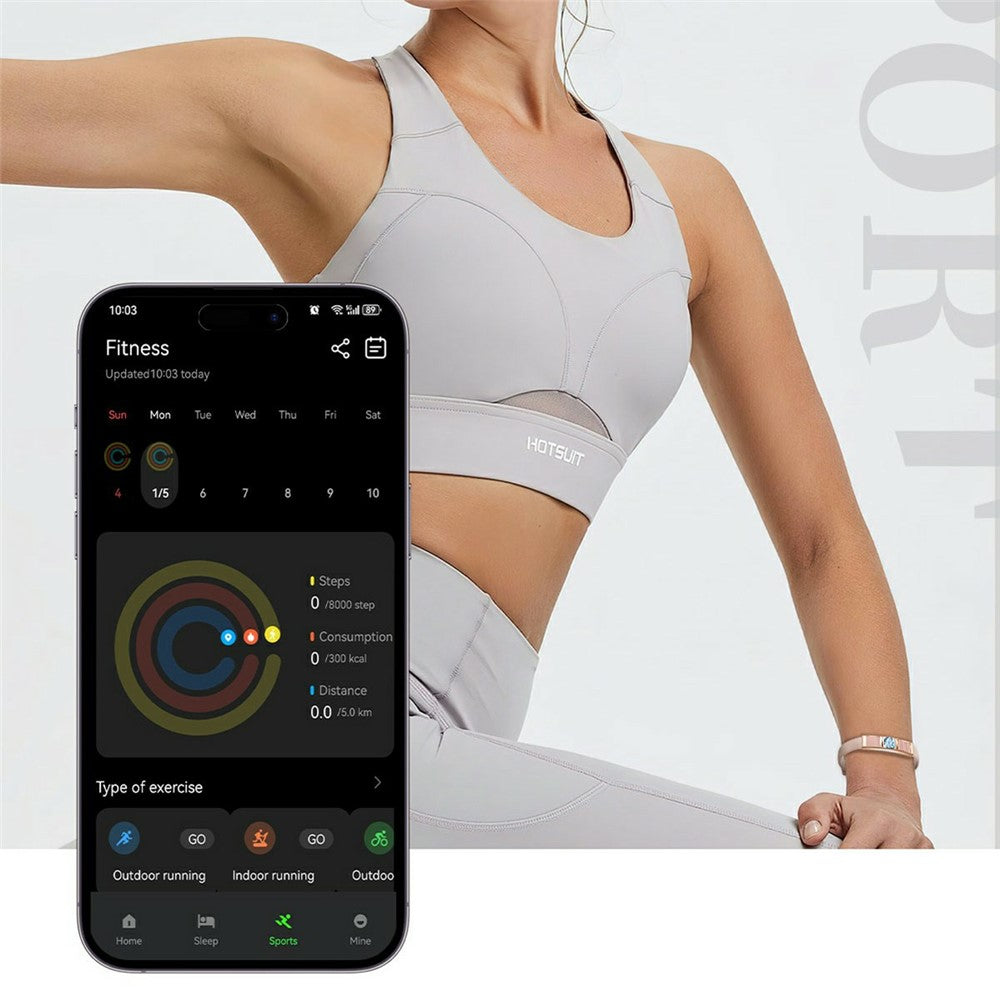 L18 Ultra Thin Smart Bracelet for Women Heart Rate Blood Oxygen Sleep Monitor Fitness Tracker, Silicone Strap