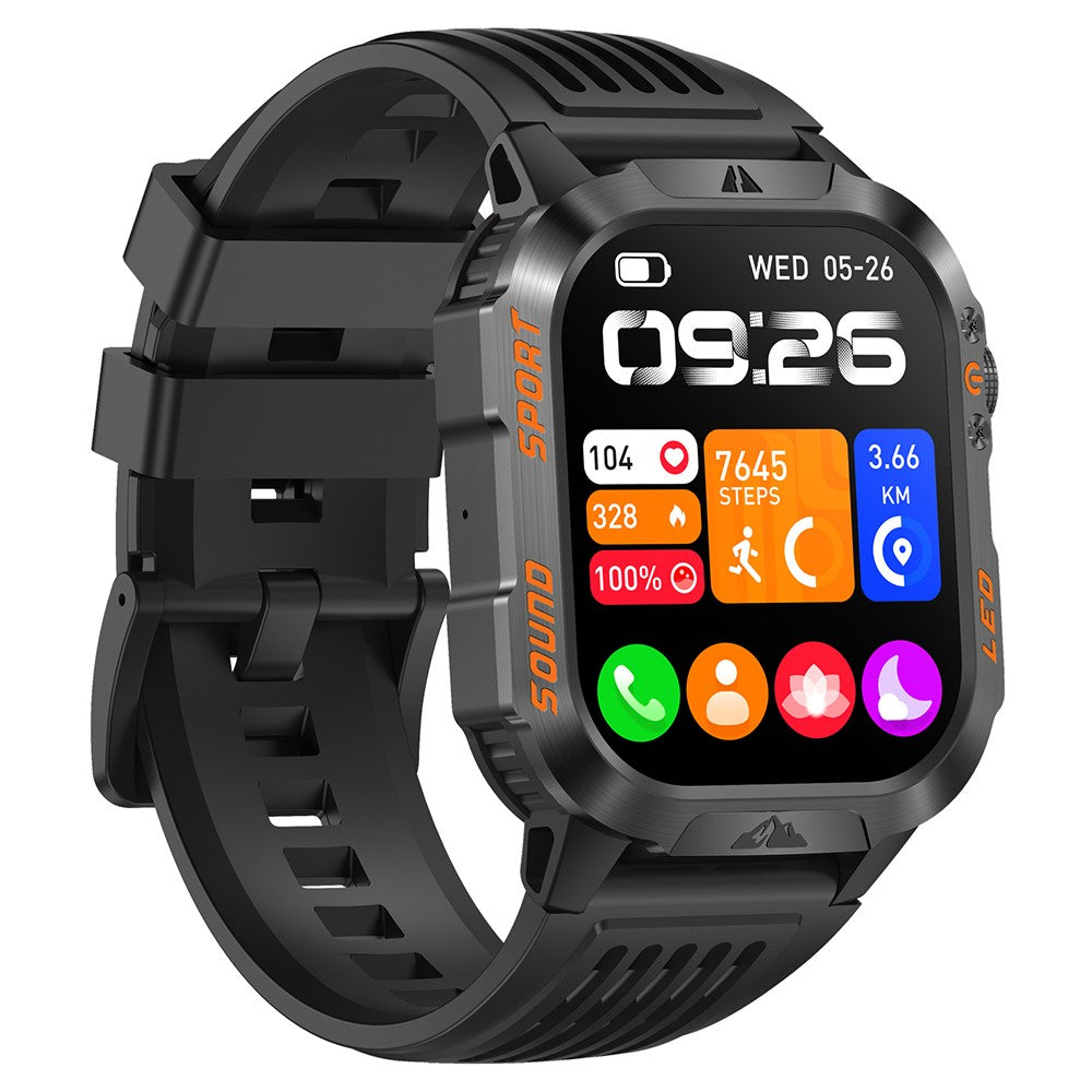 HT46 Sports Smart Watch 2,01 tommer IPS 1200mAh batteri IP68 vandtæt LED-lommelygte Bluetooth-kompatibel opkald Sundhedsovervågning til udendørs eventyr
