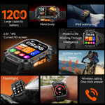 HT46 Sports Smart Watch 2,01 tommer IPS 1200mAh batteri IP68 vandtæt LED-lommelygte Bluetooth-kompatibel opkald Sundhedsovervågning til udendørs eventyr
