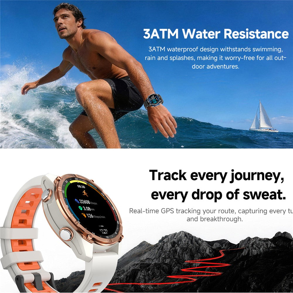 HD350 Pro Smartwatch 1,32 tommer AMOLED-skærm GPS 6 satellitter 100+ sportstilstande 3ATM vandtæt 540mAh sundhedsmonitor til udendørs brug