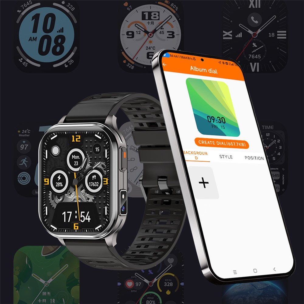 P60 smartwatch med 2,01-tommers HD-skærm, 670 mAh, IP67-vandtæt, Bluetooth-kompatibelt, opkald, sundheds- og sportsmonitor