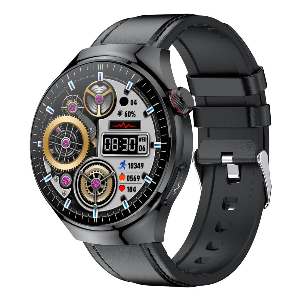 TK26Pro Smart Watch with Leather Strap ECG Heart Rate Blood Pressure 1.43 Inch AMOLED Bluetooth-compatible Call 380mAh One-Touch Health Monitor