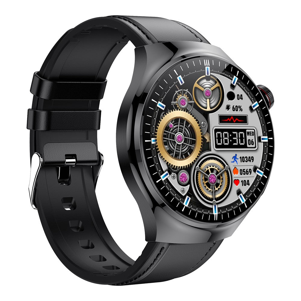 TK26Pro Smart Watch with Leather Strap ECG Heart Rate Blood Pressure 1.43 Inch AMOLED Bluetooth-compatible Call 380mAh One-Touch Health Monitor