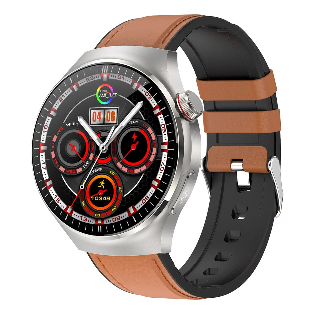 TK26Pro Smart Watch with Leather Strap ECG Heart Rate Blood Pressure 1.43 Inch AMOLED Bluetooth-compatible Call 380mAh One-Touch Health Monitor