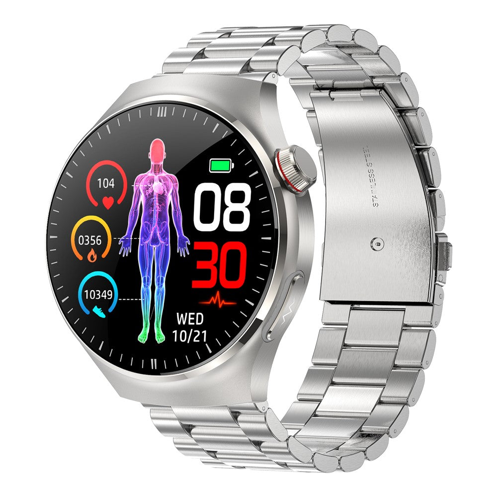 TK26Pro Smartklocka med Stålarmband EKG Puls Blodtryck 1,43 tum AMOLED Bluetooth-kompatibel Samtal 380 mAh Hälsomonitor med en knapptryckning