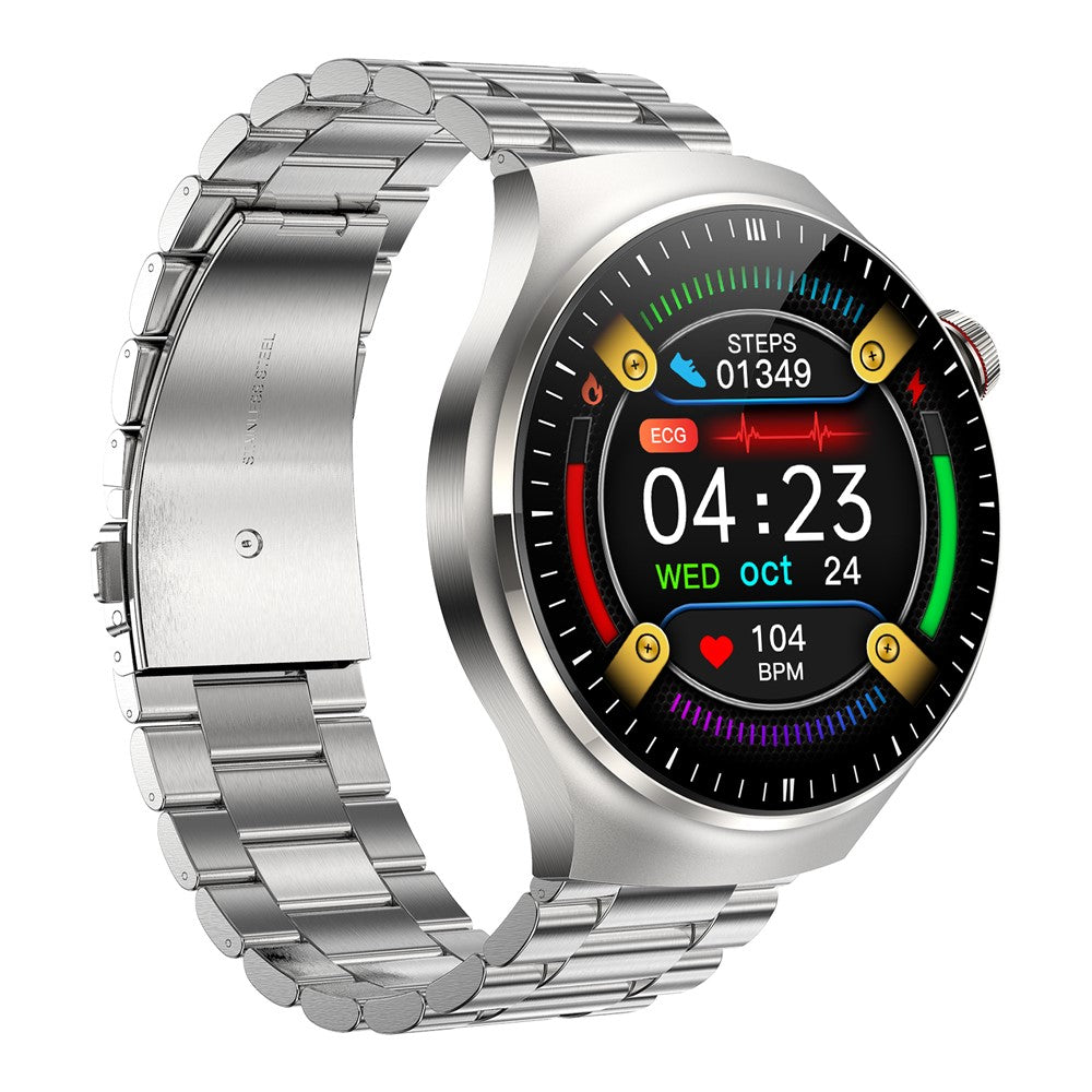 TK26Pro Smartklocka med Stålarmband EKG Puls Blodtryck 1,43 tum AMOLED Bluetooth-kompatibel Samtal 380 mAh Hälsomonitor med en knapptryckning