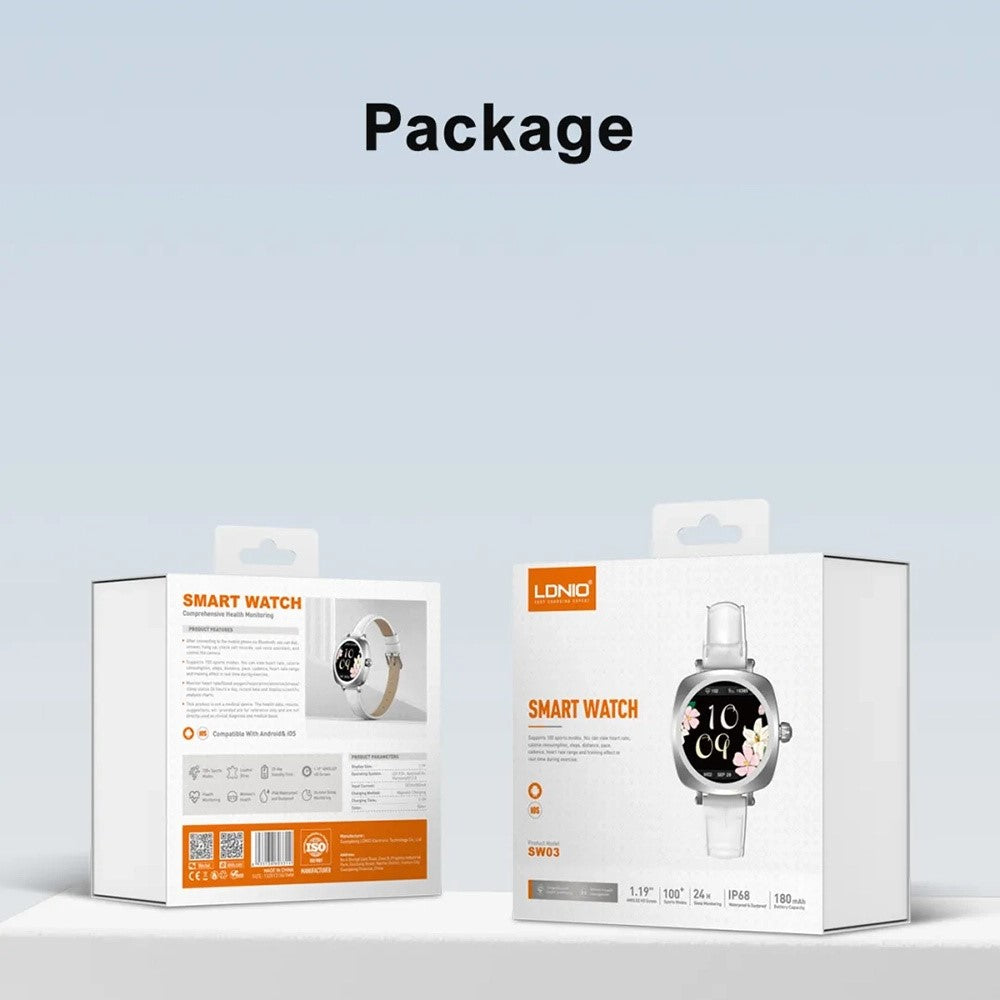 LDNIO SW03 Smartwatch til kvinder 1,19 tommer AMOLED-skærm Bluetooth-kompatibel opkald Puls Blodilt EKG Sundhedsovervågning
