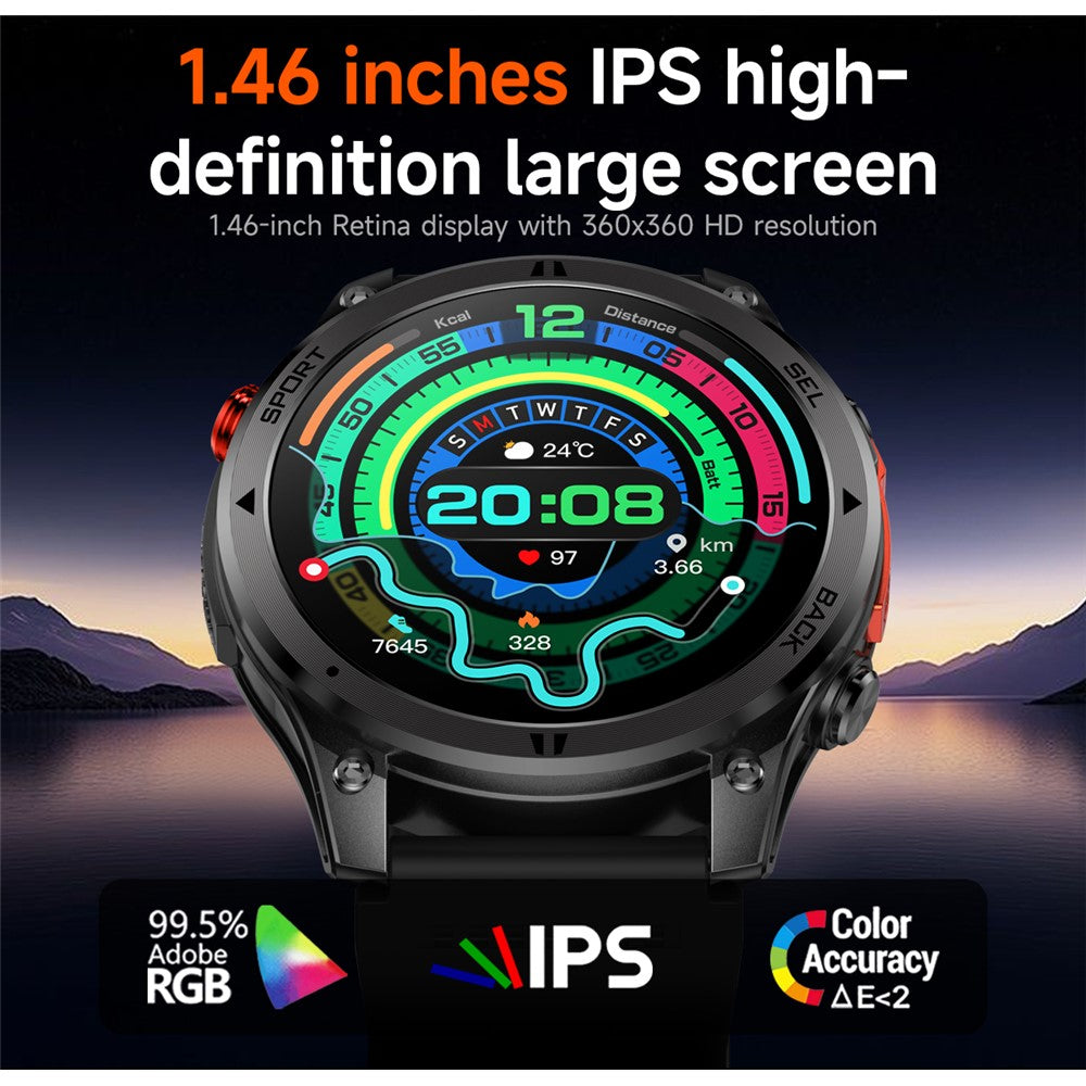 GTH5 1,46 tommer GPS Smartwatch IP68 Vandtæt 100+ Sportsfunktioner Bluetooth-kompatibelt Opkaldsarmbåndsur