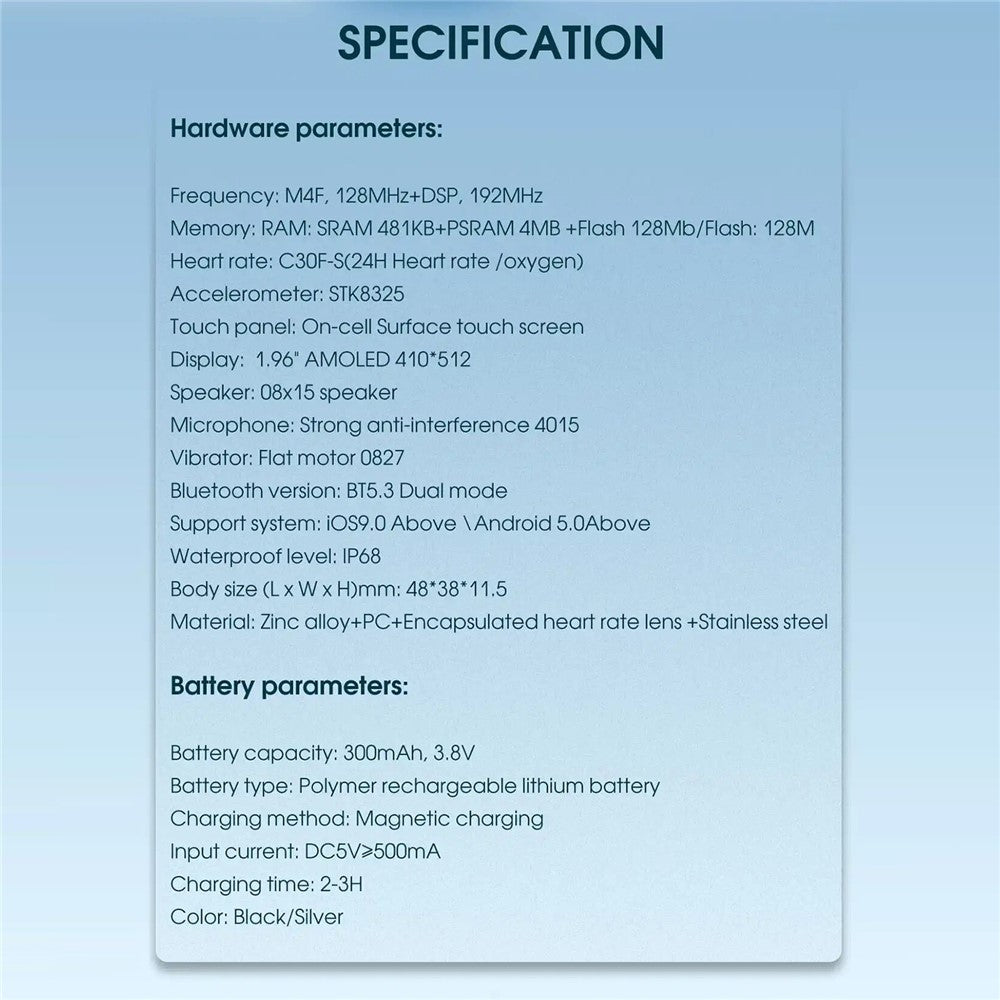LDNIO SW04-sportssmartur med 1,96-tommers AMOLED HD-skærm, pulsmåler og blodiltmåler