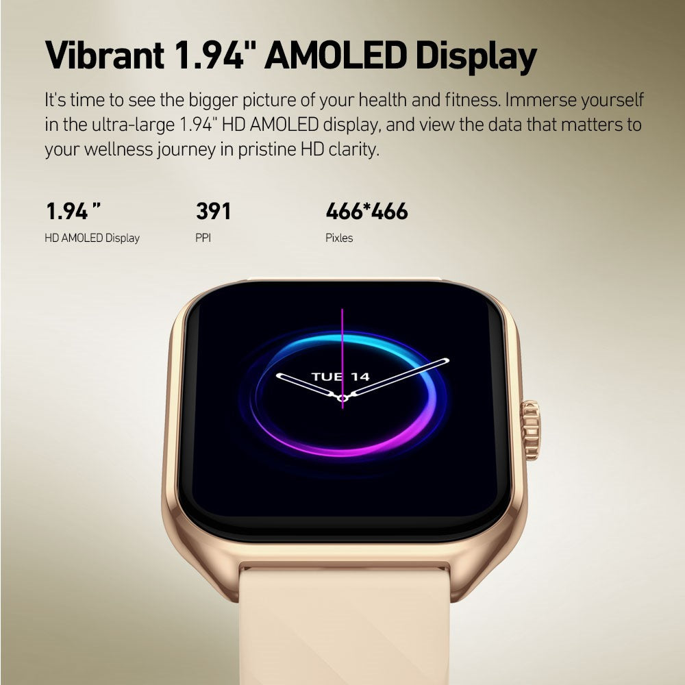 ZEBLAZE GTS 4 Smartwatch 1,94" AMOLED Bluetooth-kompatibel opkald Puls SpO2 Sundheds-tracker