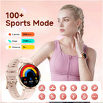 AK107 Smartklocka för kvinnor 1,19 tum AMOLED hälsomonitor Bluetooth-kompatibel samtal, silikonarmband