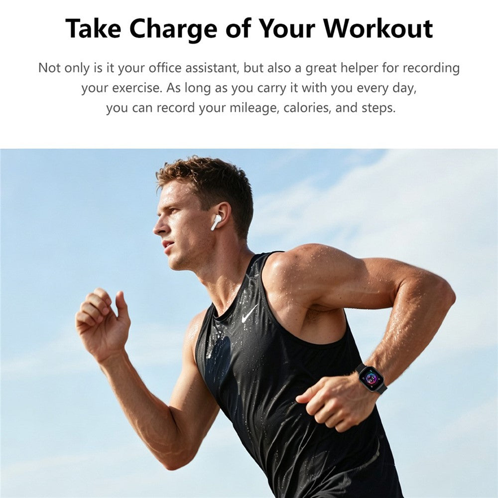 D22 2 in 1 Smart Watch Bluetooth-Compatible Earbuds 1.88 Inch Touch Screen AI Voice Assistant Real-Time Translation, Silicone Strap