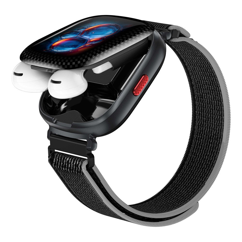 D22 2-i-1 Smartwatch Bluetooth-kompatible høretelefoner 1,88" Touchskærm AI Stemmeassistent Realtidsoversættelse, Nylonrem