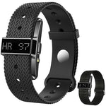 B12 Smart Bracelet with 0.80 Inch Display Heart Rate Blood Oxygen Monitor Fitness Tracker IP68 Waterproof, with Silicone + Canvas Straps