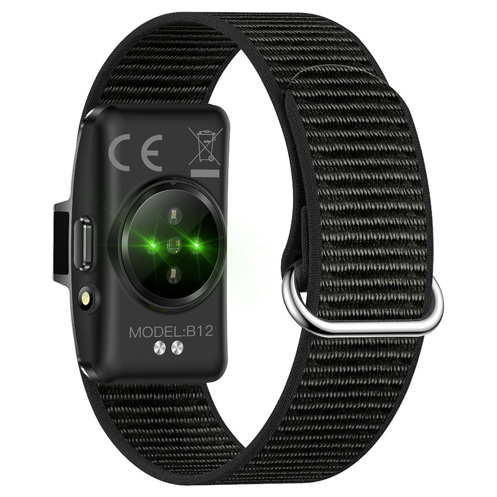 B12 Smart Bracelet with 0.80 Inch Display Heart Rate Blood Oxygen Monitor Fitness Tracker IP68 Waterproof, with Silicone + Canvas Straps
