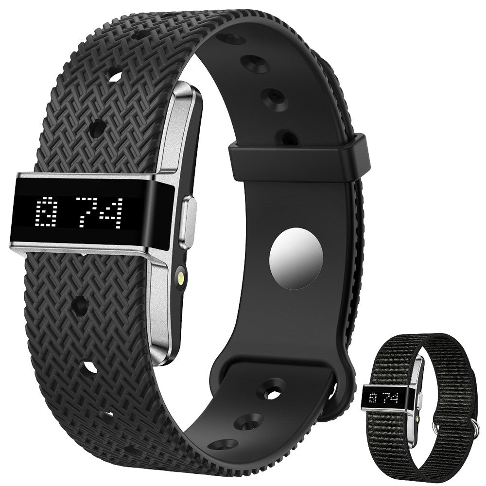 B12 Smart Bracelet with 0.80 Inch Display Heart Rate Blood Oxygen Monitor Fitness Tracker IP68 Waterproof, with Silicone + Canvas Straps