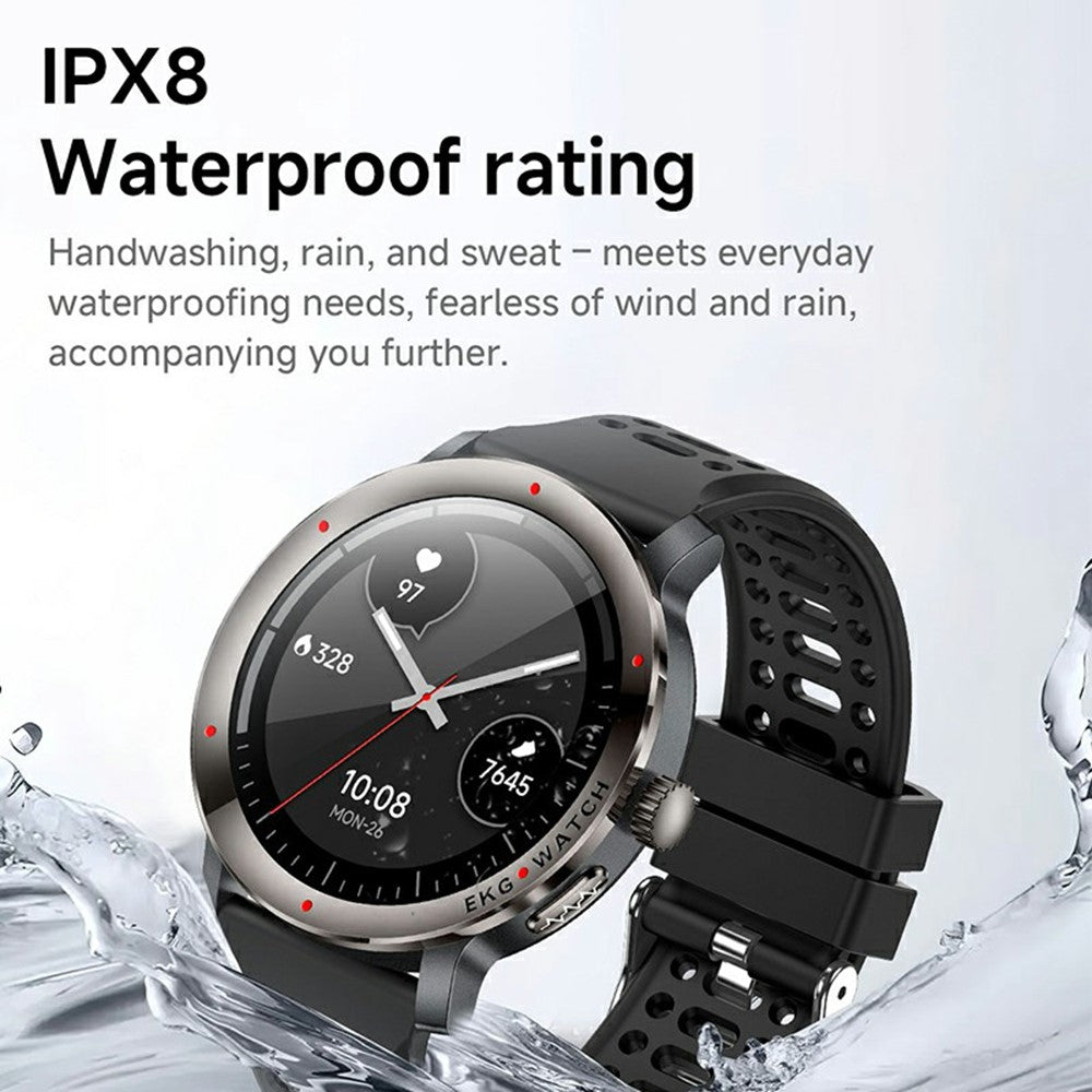 KC102 1.32 Inch AMOLED Smart Watch with Silicone Strap ECG Heart Rate Blood Oxygen Body Temperature Monitor 120+ Sports Modes