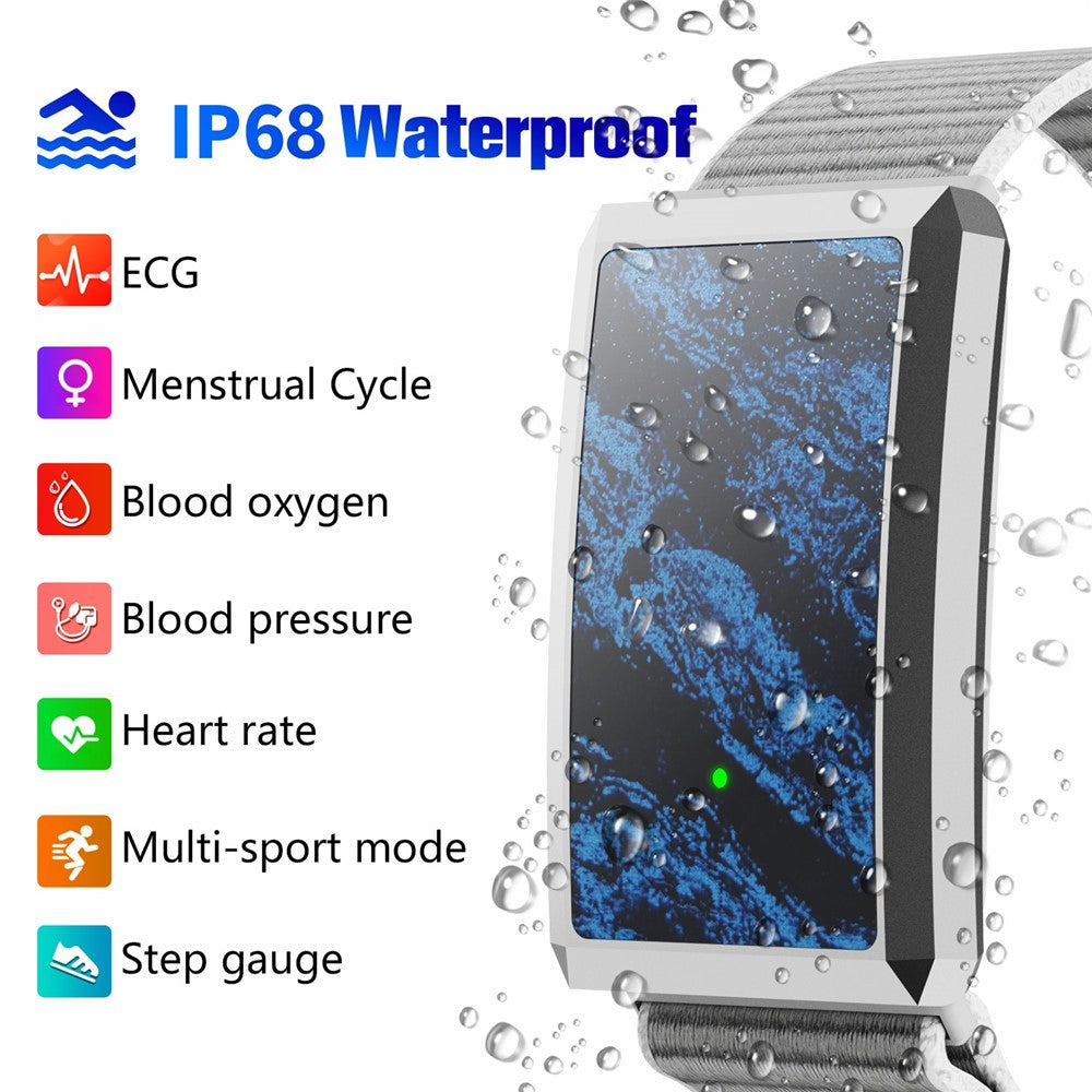 F360 Smart Band Heart Rate HRV Blood Oxygen Sleep Monitoring Women Health Step Counter Sport Wristband, Nylon Strap