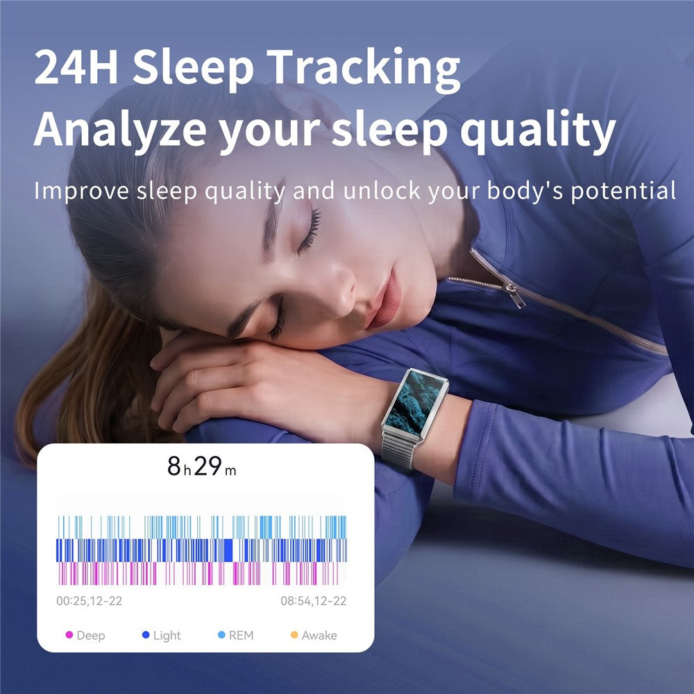 F360 Smart Band Heart Rate HRV Blood Oxygen Sleep Monitoring Women Health Step Counter Sport Wristband, Nylon Strap