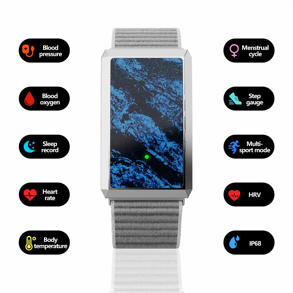 F360 Smart Band Heart Rate HRV Blood Oxygen Sleep Monitoring Women Health Step Counter Sport Wristband, Nylon Strap