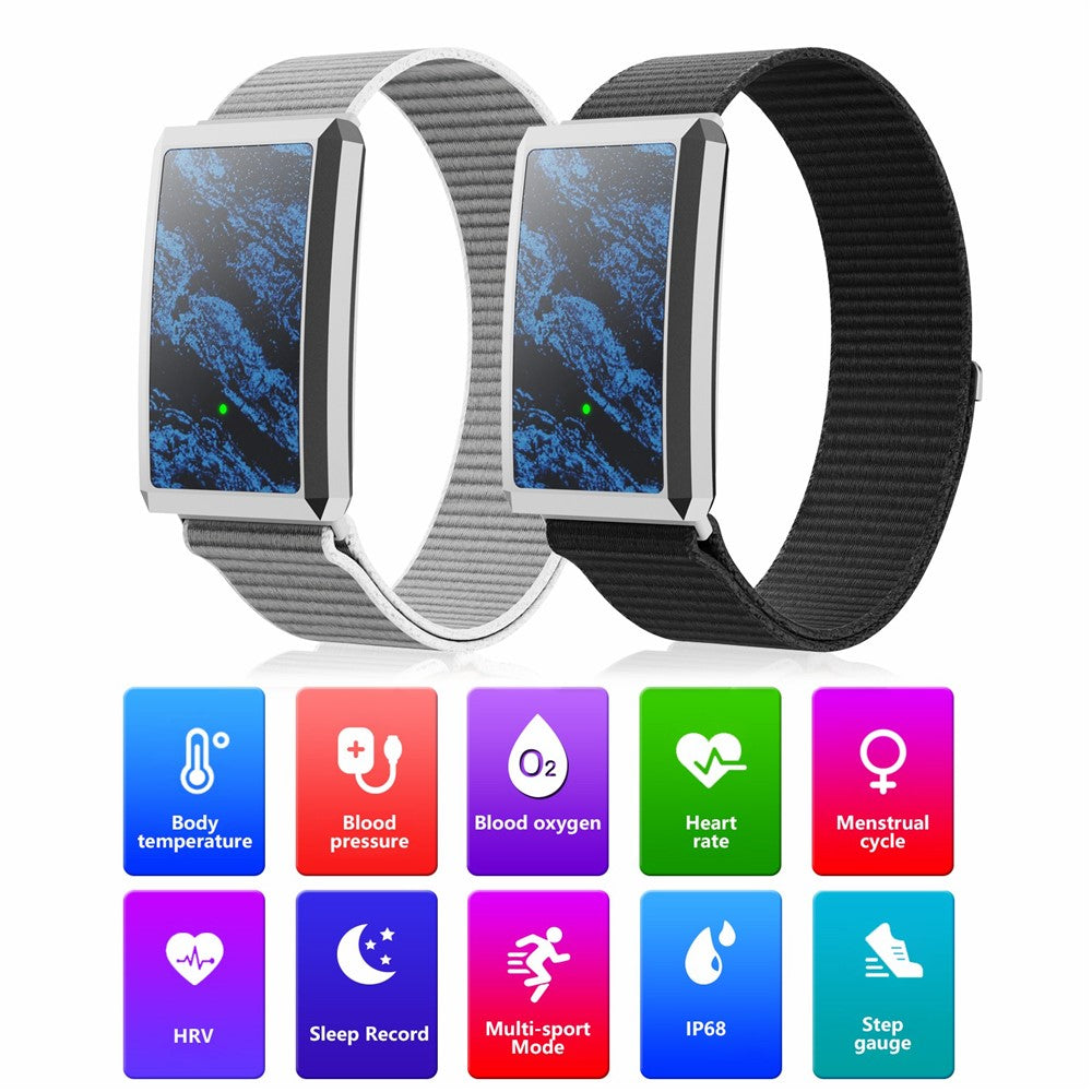 F360 Smart Band Heart Rate HRV Blood Oxygen Sleep Monitoring Women Health Step Counter Sport Wristband, Nylon Strap