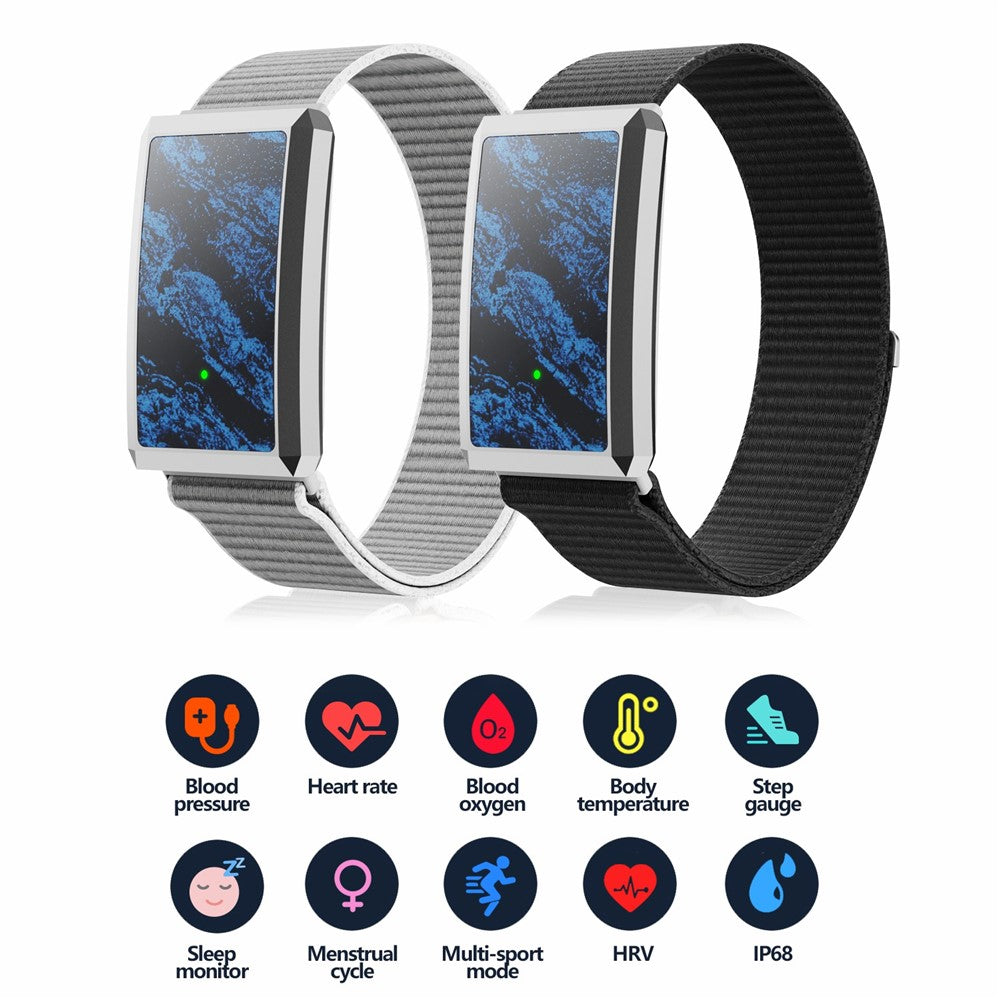 F360 Smart Band Heart Rate HRV Blood Oxygen Sleep Monitoring Women Health Step Counter Sport Wristband, Nylon Strap