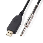 USB-guitar-kabel, USB 2.0-interface, hanstik til 1/4 tomme TS (6.35) jack-stik, kabel til elektrisk guitar, lydkabel US48S [2M]
