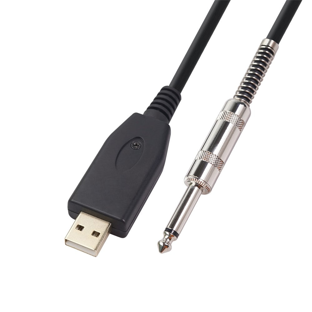 USB-guitar-kabel, USB 2.0-interface, hanstik til 1/4 tomme TS (6.35) jack-stik, kabel til elektrisk guitar, lydkabel US48S [2M]
