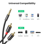 UGREEN 2m 3.5mm to 2RCA Audio Auxiliary Adapter Stereo 3.5mm Splitter Cable AUX RCA Y Cord for Smartphone Speaker Tablet