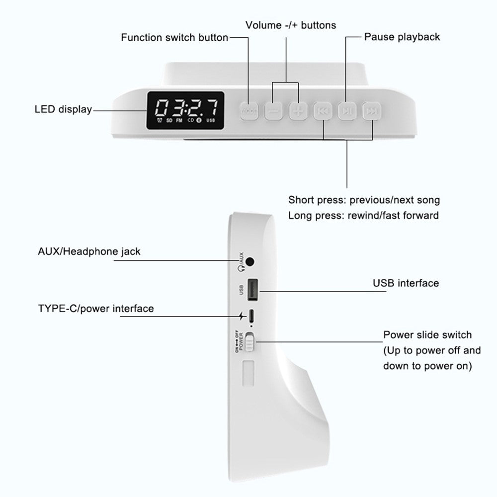 KECAG KC-806C Hjemme CD-afspiller Gentagelsesfunktion Bluetooth-kompatibel afspiller med LED-display Understøtter CD, CDR, CD-RW, MP3-CD, WMA-CD (Understøtter ikke TV)
